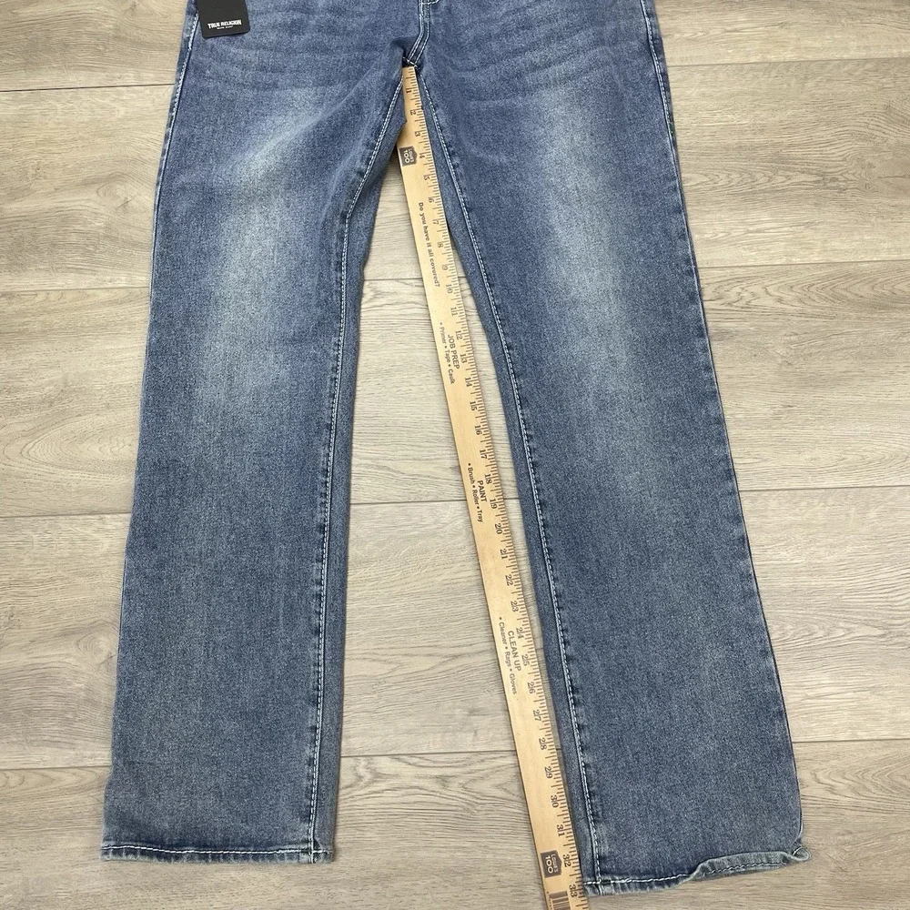 True Religion Ricky Big T Flap Relaxed Straight Jeans Sz 32x34 Light Pacific Was